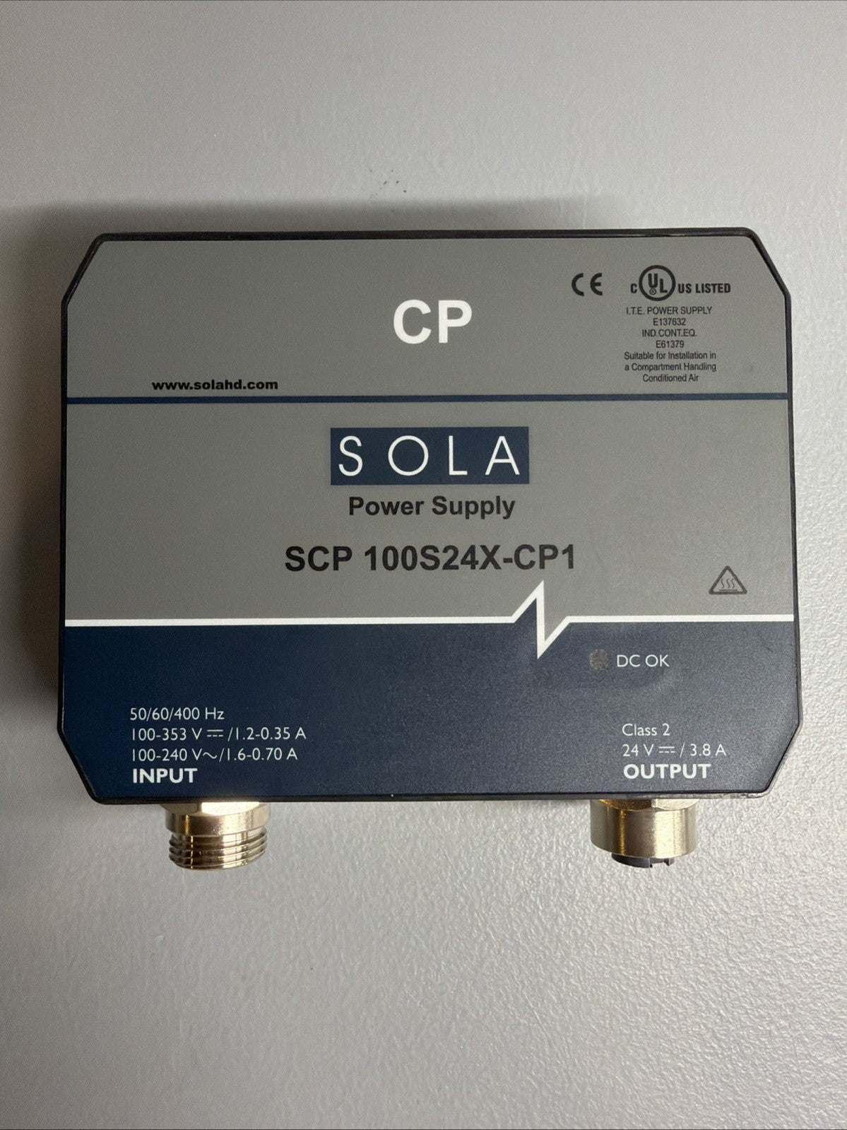 SolaHD SCP 100S24X-CP1 24VDC 3.8A Power Supply New Open Box (1.2.2B)