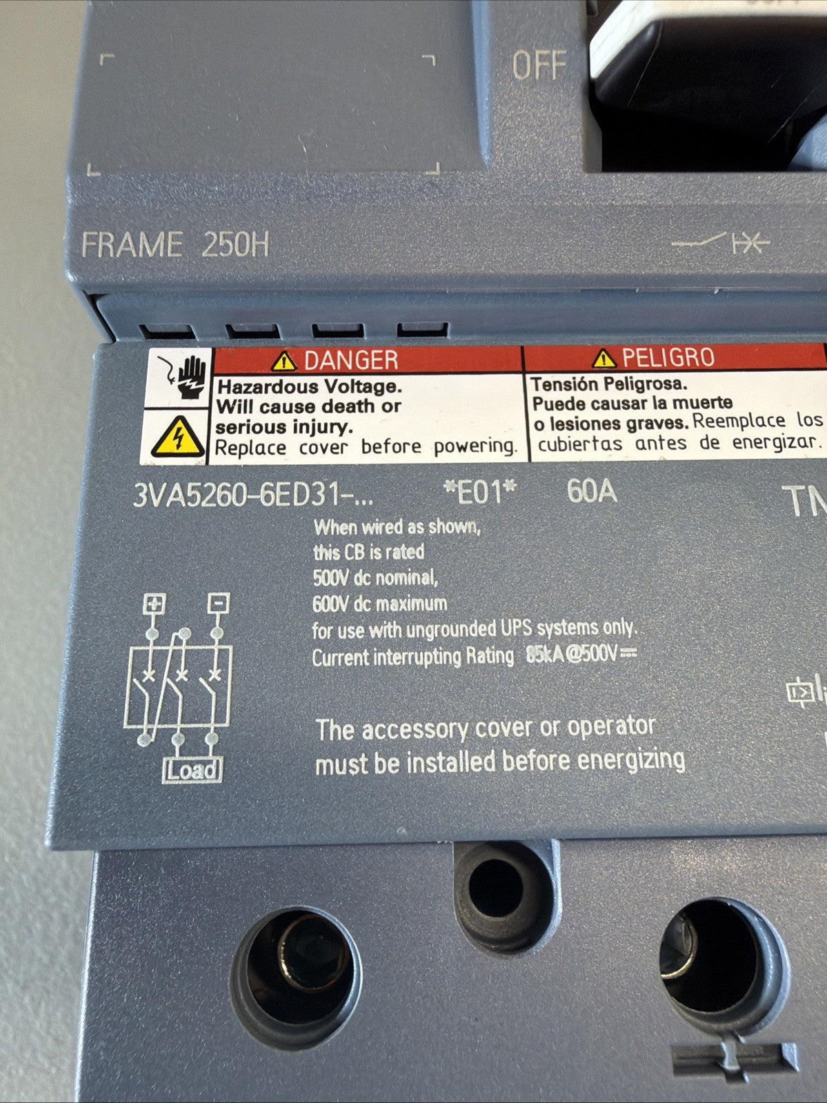 Siemens 3VA5260-6ED31-0AA0 Circuit Breaker 60A 800V New Open Box (1.2.4)