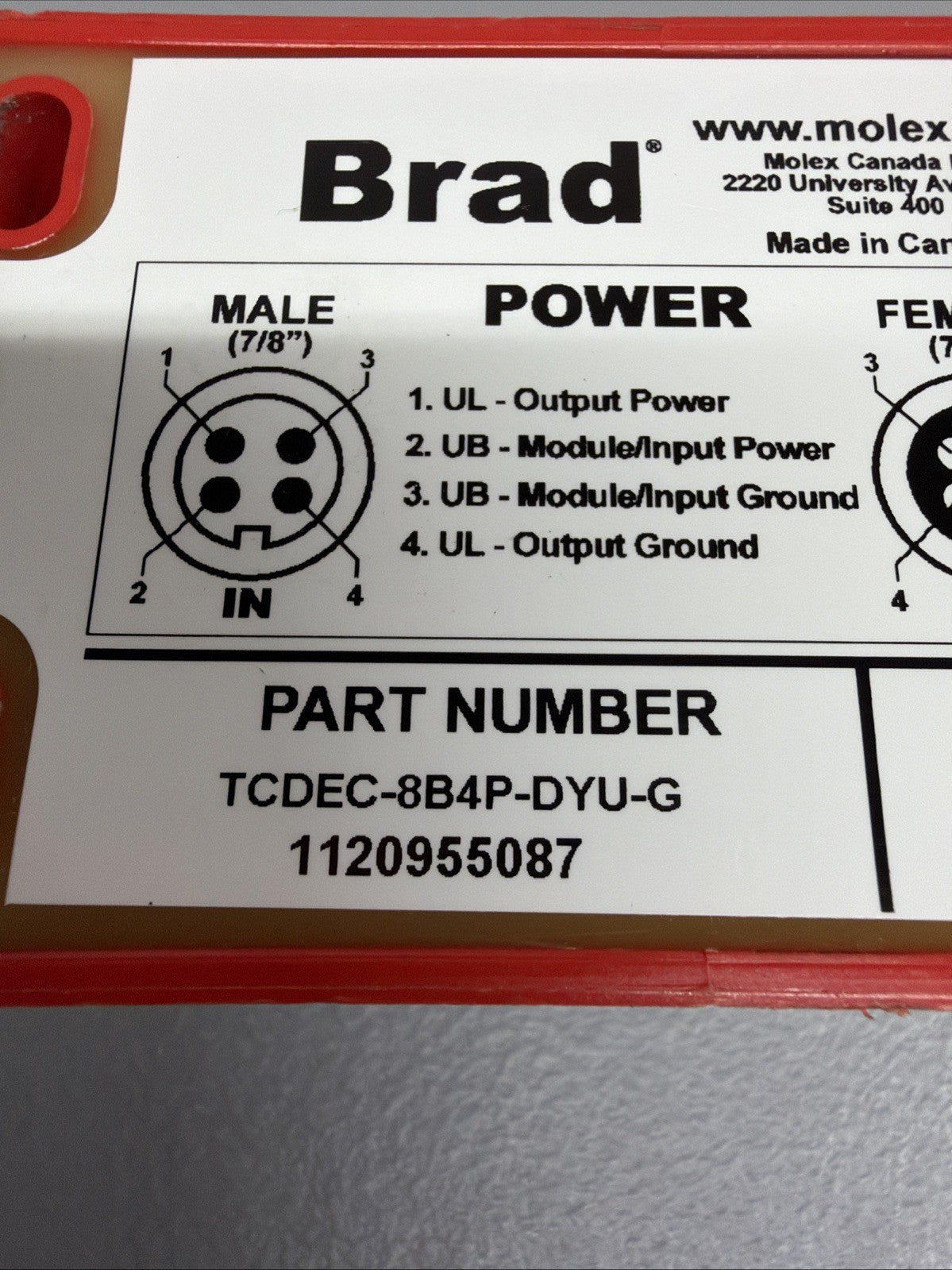 Molex TCDEC-8B4P-DYU-G8 Industrial I/O Distribution Module New Open Box  (1.2.1)