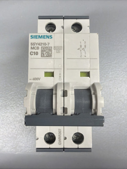 Siemens 5SY4210-7 SENTRON 2-Pole 10A Circuit Breaker Open Box (1.3.2)
