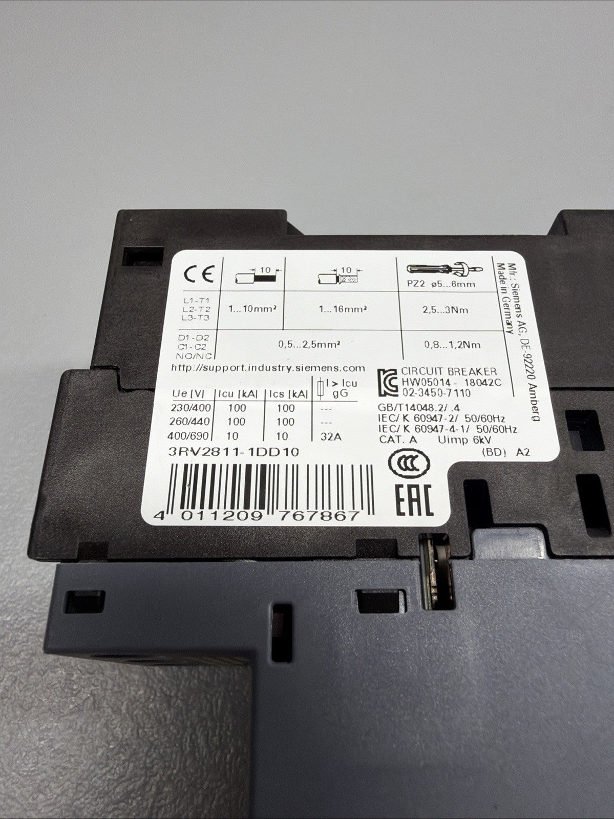 Siemens 3RV2811-1DD10 SIRIUS Side Mounted Auxiliary Contact Block Open Box (144)