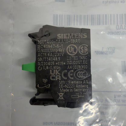 Siemens 3SU1400-1AA10-1BA0 SIRIUS ACT Contact Module 1NO New Factory Sealed 142B