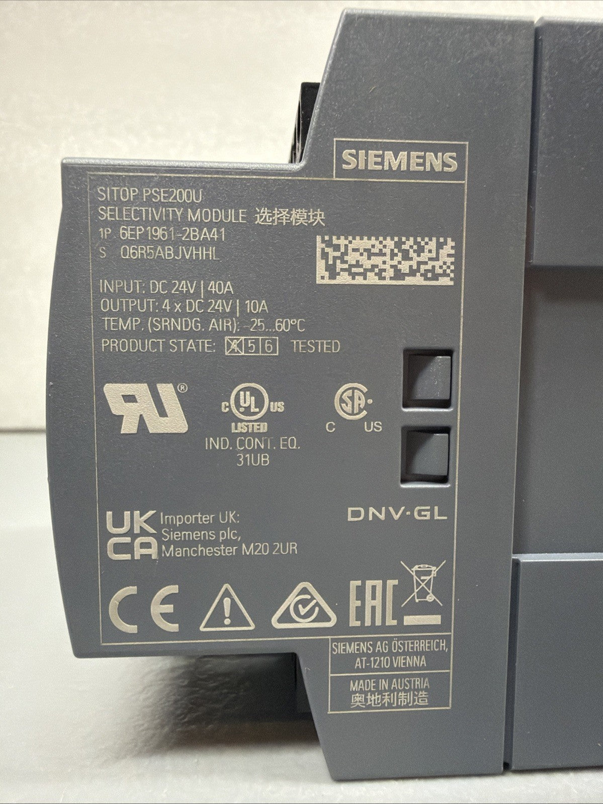 Siemens 6EP1961-2BA41 SITOP PSE200U 10A 4-Channel Selectivity Module OpenBox/133