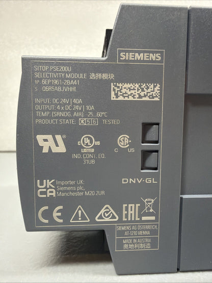 Siemens 6EP1961-2BA41 SITOP PSE200U 10A 4-Channel Selectivity Module OpenBox/133