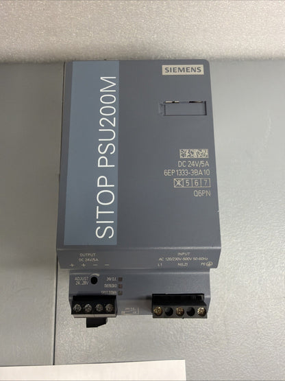 Siemens 6EP1333-3BA10 SITOP PSU200M DIN Rail Power Supply 24VDC 5A Open Box(123)