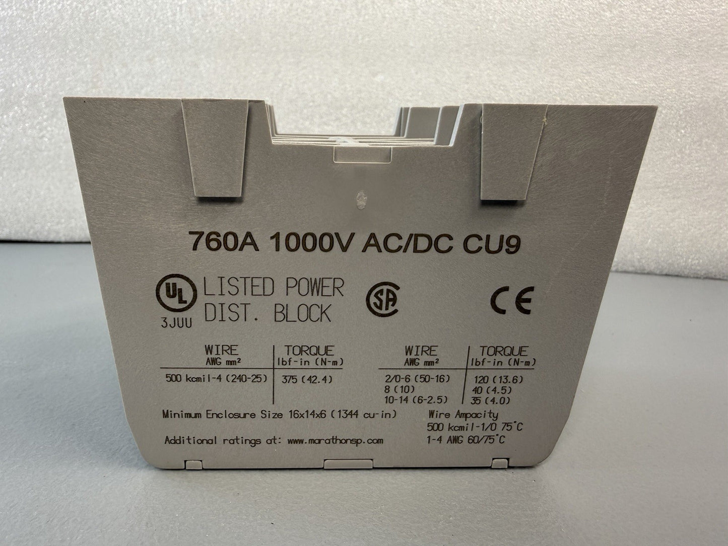 Marathon EPBCP84 Power Distribution Block, 760A, 1000V, AC/DC, CU9, 4AWG (1.2.4)
