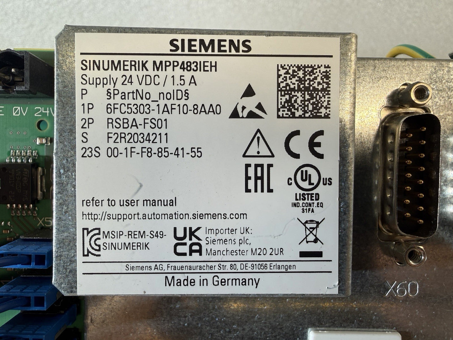 SIEMENS 6FC5303-1AF10-8AA0 Operator Panel CNC Industrial Control HMI (1.2.4)