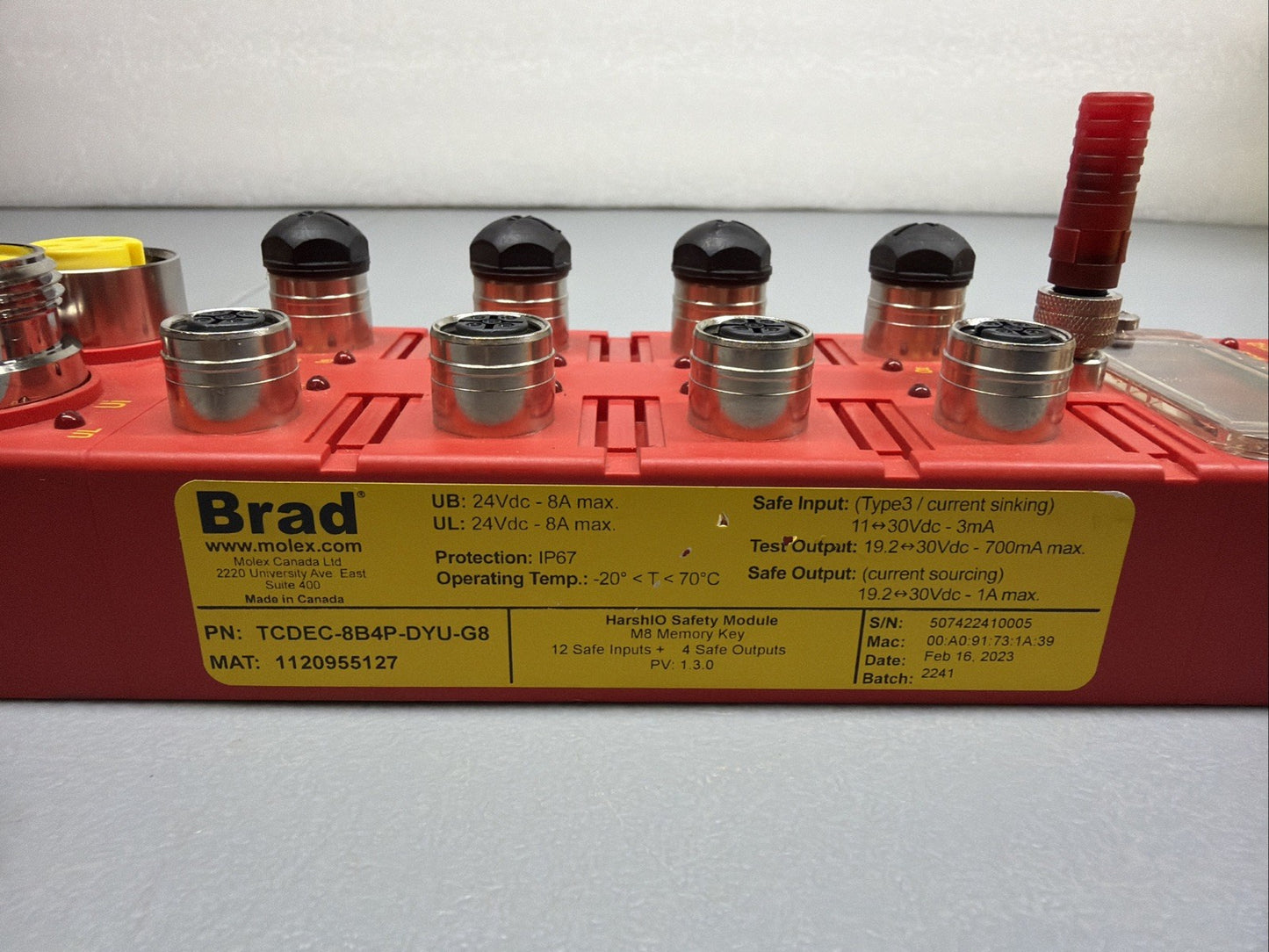 Molex TCDEC-8B4P-DYU-G8 Industrial I/O Distribution Module New Open Box  (1.2.1)