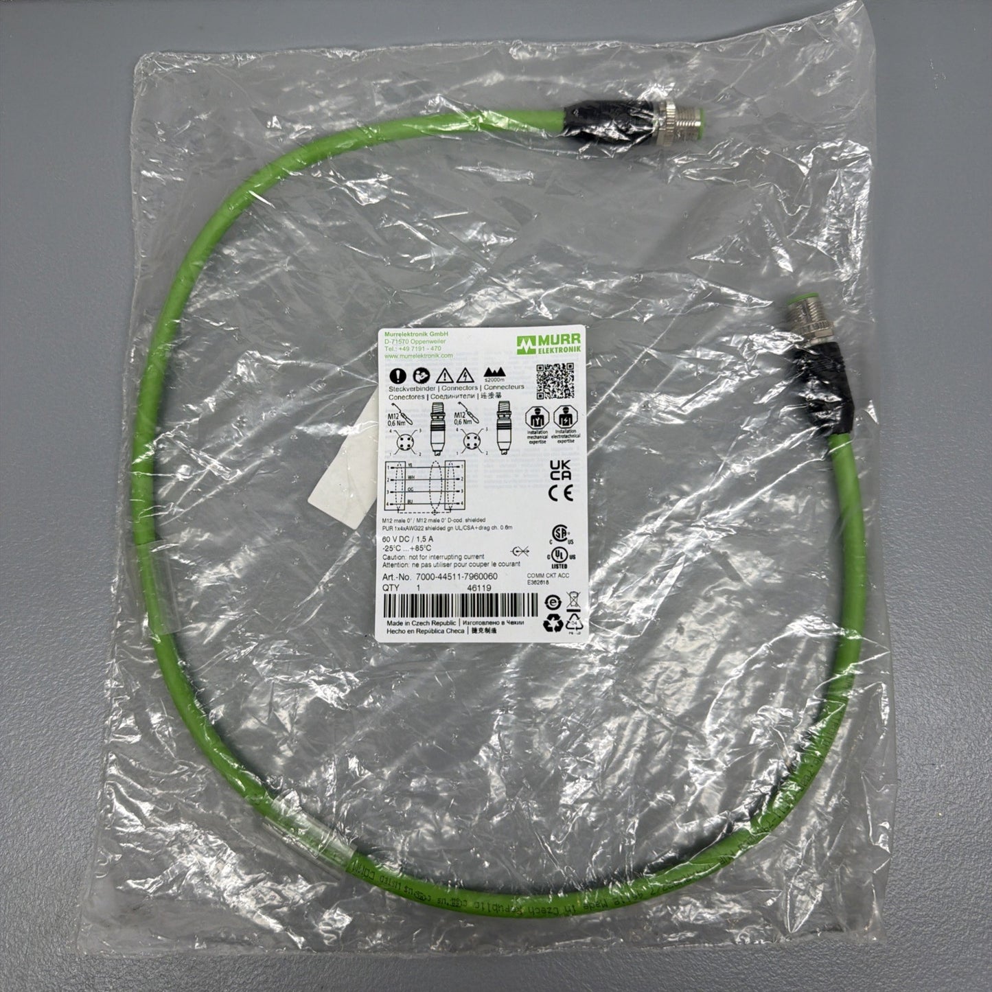 Murrelektronik 7000-44511-7960060 PROFINET M12 D-Code Cable 0.6m New Sealed 143