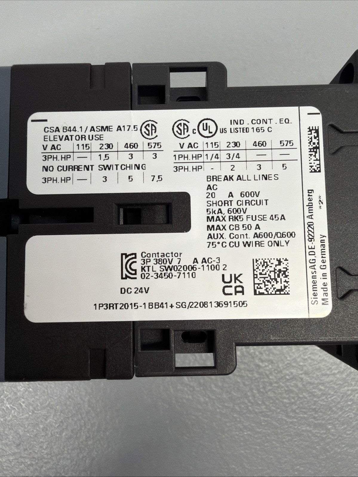 Siemens 3RT2015-1BB41 SIRIUS Power Contactor New Open Box (1.2.2)