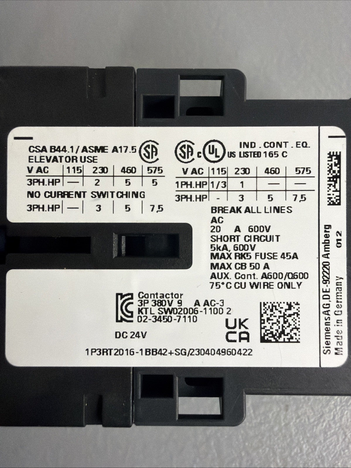 Siemens 3RT2016-1BB42 Contactor 24V DC w/ 3RH2911 3RT2916 New Open Box (1.4.3B)
