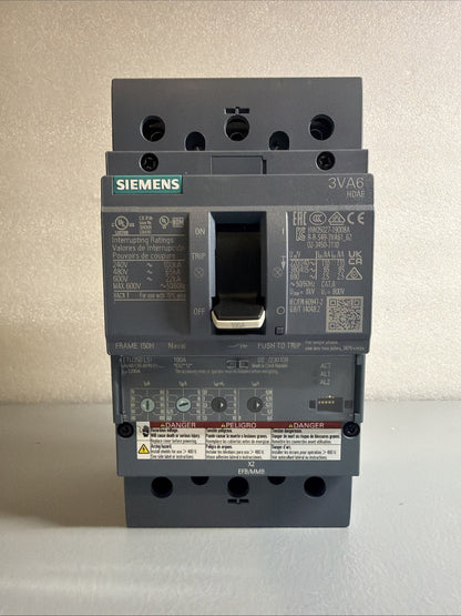 Siemens 3VA6110-6HN31-0AA0 100A 3-Pole Circuit Breaker ETU350 New Op.Box  1.2.2B