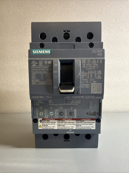 Siemens 3VA6110-6HN31-0AA0 100A 3-Pole Circuit Breaker ETU350 New Op.Box  1.2.2B