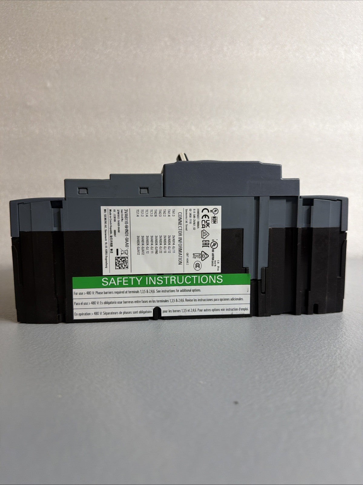 Siemens 3VA6110-6HN31-0AA0 100A 3-Pole Circuit Breaker ETU350 New Op.Box  1.2.2B