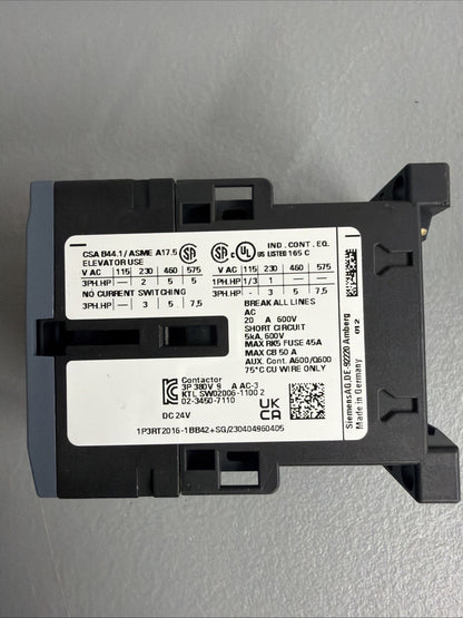 Siemens 3RT2016-1BB42 SIRIUS Contactor 24V DC New Open Box (1.4.3B)