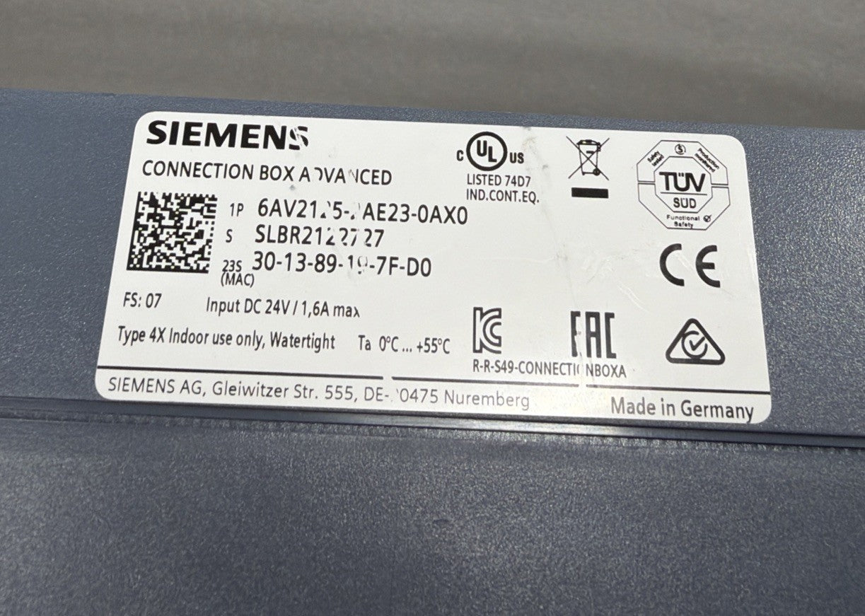Siemens 6AV2125-2AE23-0AX0 SIMATIC HMI Connection Box w/ M12 Cables (1.1.3)