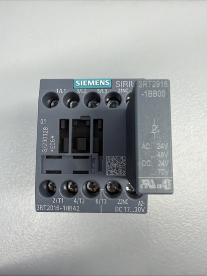 Siemens 3RT2016-1HB42 SIRIUS Contactor w 3RT2916-1BB00 New Open Box (1.2.2)