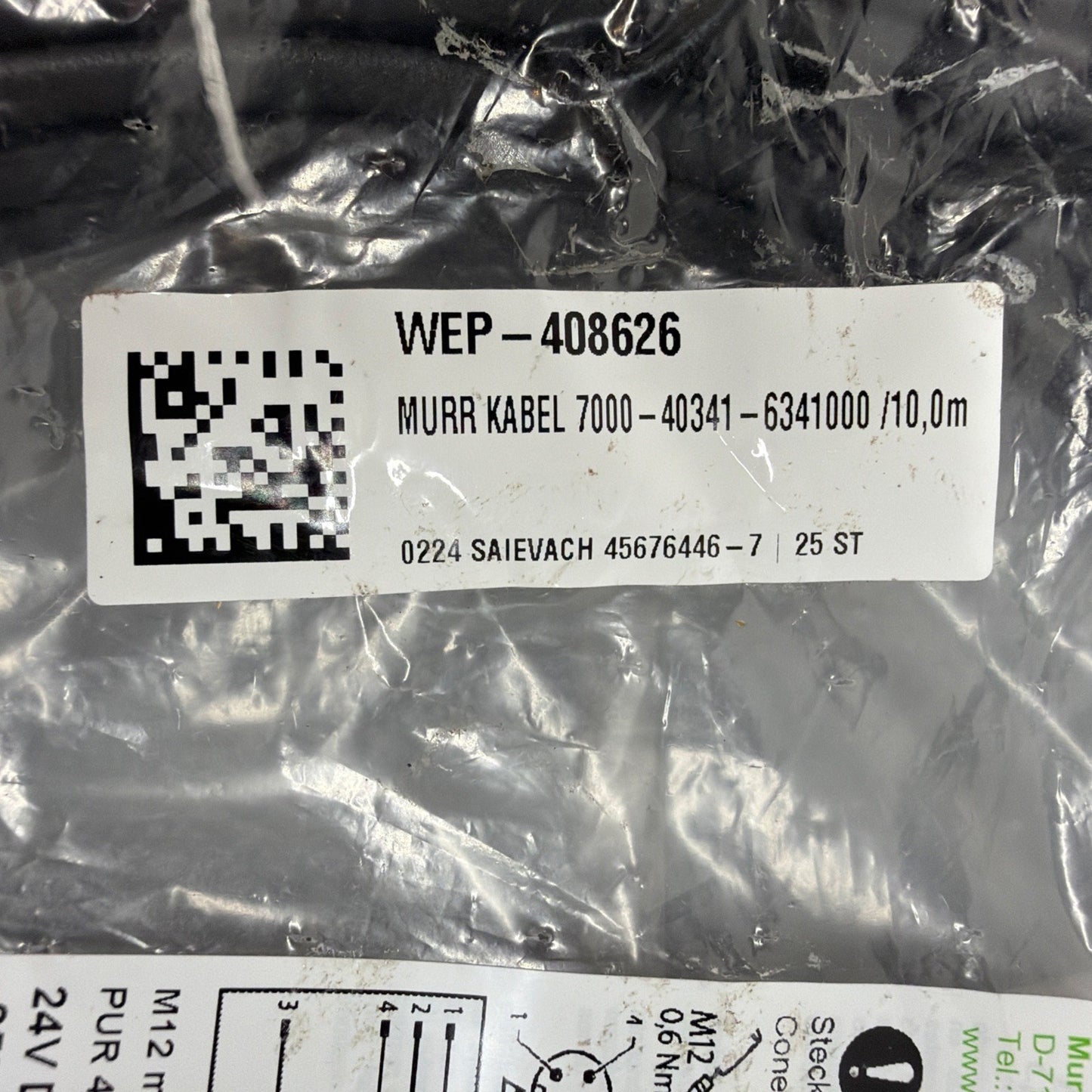 Murr Elektronik 7000-40341-6341000 M12 Male Female Cable 10m New Sealed (1.4.3)