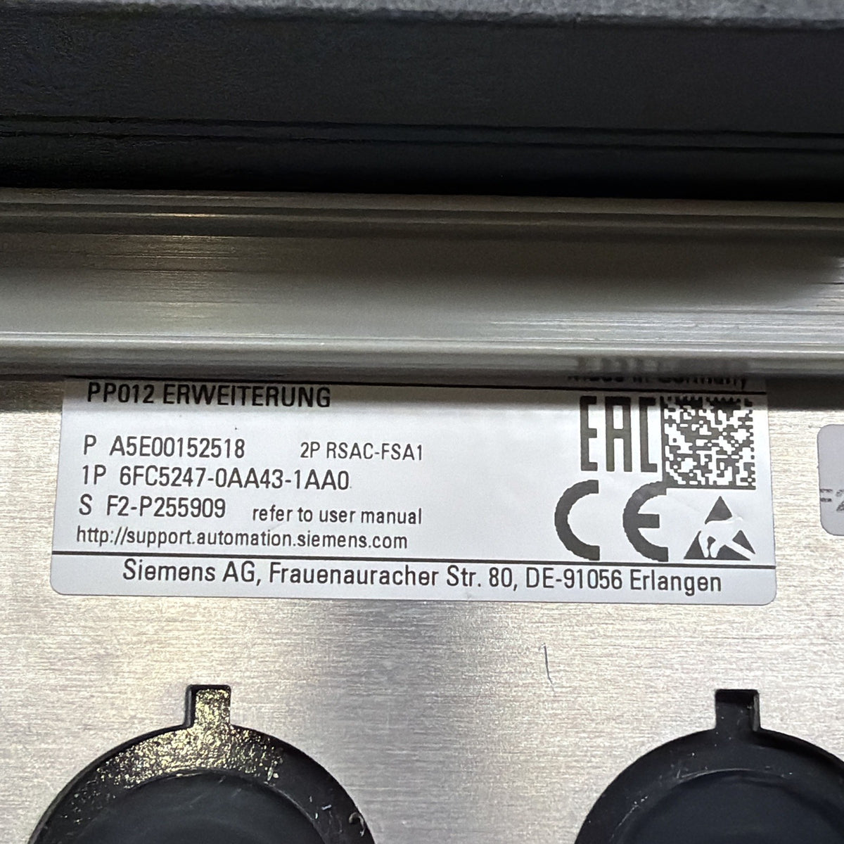 Siemens 6FC5247-0AA43-1AA0 SINUMERIK Panel w/ Pushbuttons & Key Switch (1.2.4b)