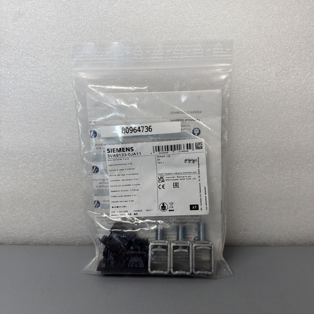 Siemens 3VA9133-0JA11 SENTRON 3VA4 3VA5 125A 3P Box Terminal Set New (1.4.2)