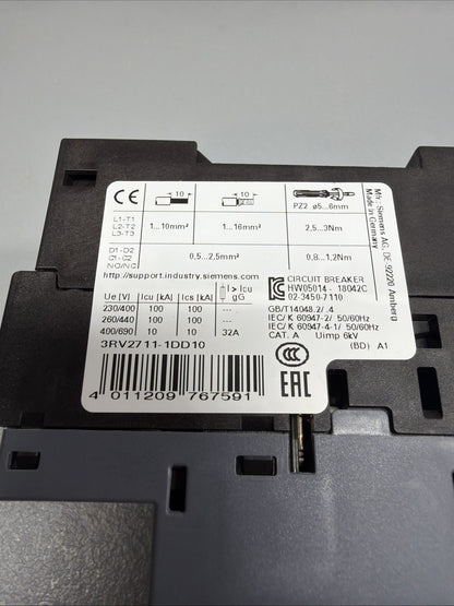Siemens 3RV2711-1DD10 Motor Starter Protector Circuit Breaker New Open Box (141)