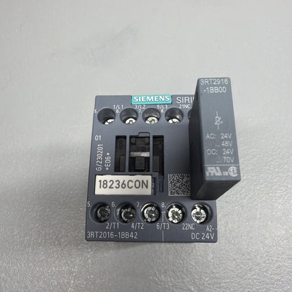 Siemens 3RT2016-1BB42 + 3RT2916-1BB00 SIRIUS Contactor 24VDC New Open Box (113)