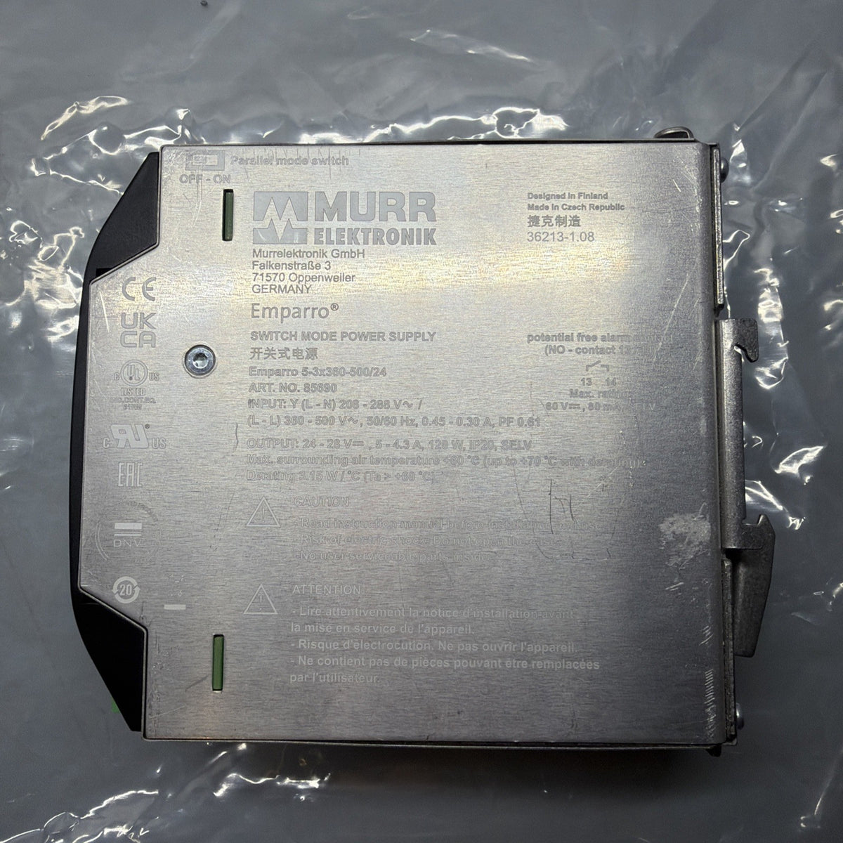 Murrelektronik 85690 Emparro 3-Phase Power Supply 24-28VDC 5A Open Box (1.3.1)