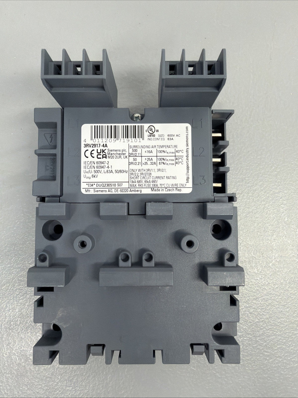 Siemens 3RV2917-4A Auxiliary Switch Block New Open Box  (1.2.2)