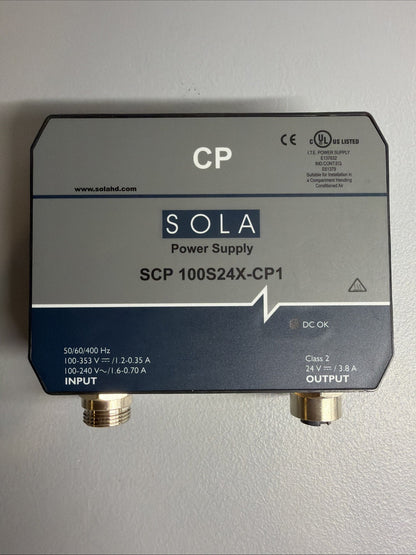 SolaHD SCP 100S24X-CP1 24VDC 3.8A Power Supply New Open Box (1.2.2B)