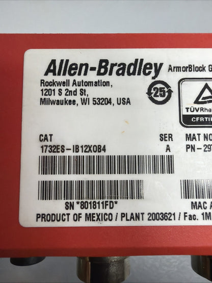 Allen-Bradley 1732ES-IB12XOB4 ArmorBlock Guard I/O Safety Module Open Box(1.2.3)