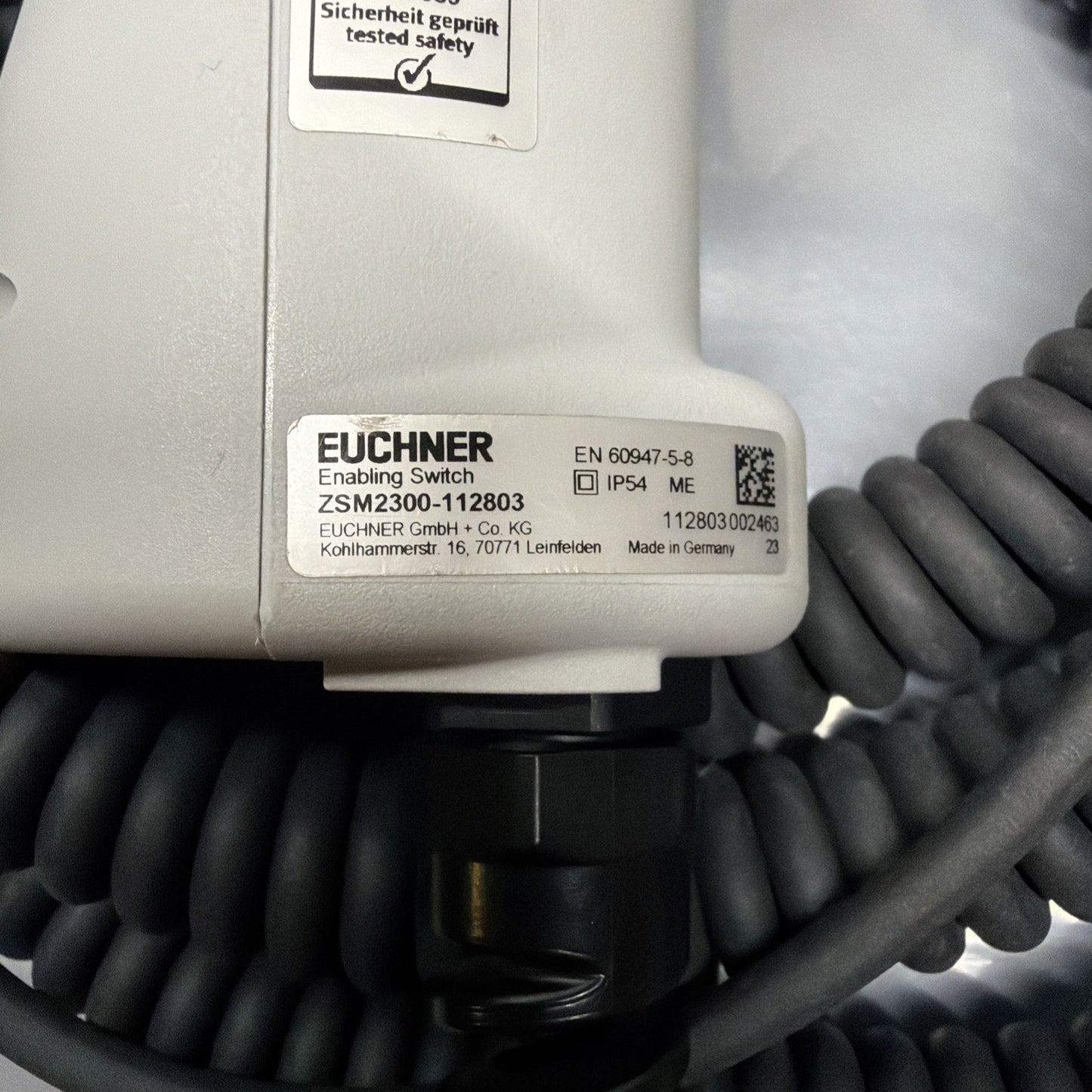 EUCHNER ZSM2300-112803 3-Stage Enabling Switch 9.8m Cable New Open Box (1.3.2)
