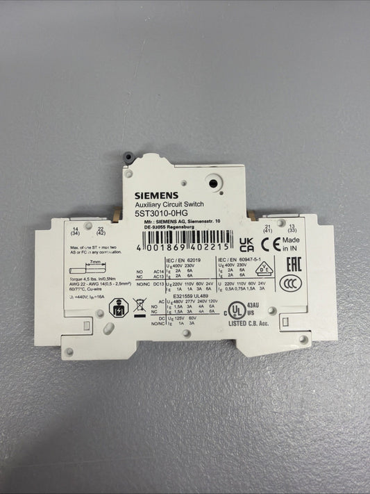 Siemens 5ST3010-0HG Auxiliary Circuit Switch New Open Box (1.4.2B)
