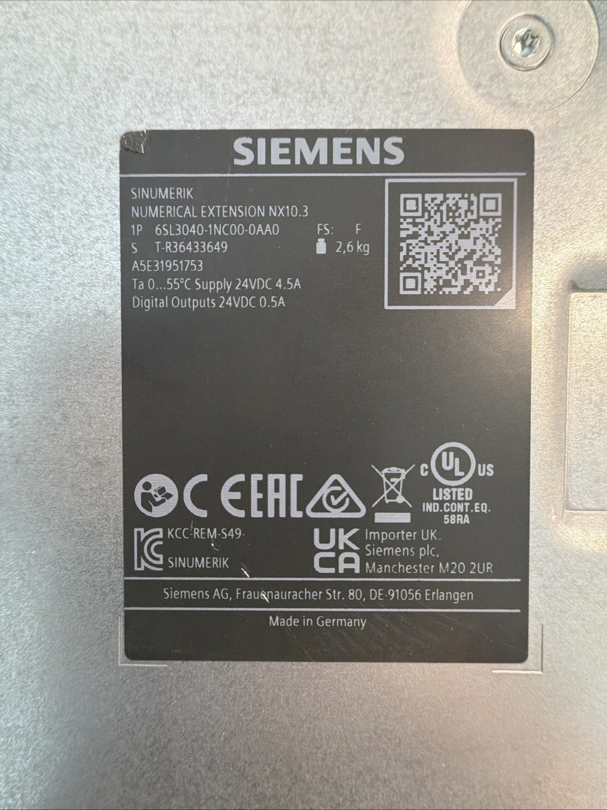 Siemens 6SL3040-1NC00-0AA0 NX10.3 SINAMICS Control Unit New Open Box (1.5.4)
