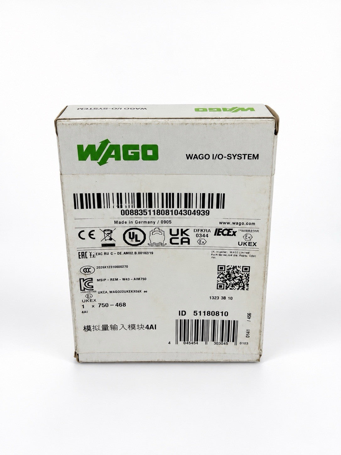 WAGO 750-468 4-Channel Analog Input Module 4AI I/O System New Factory Sealed 142
