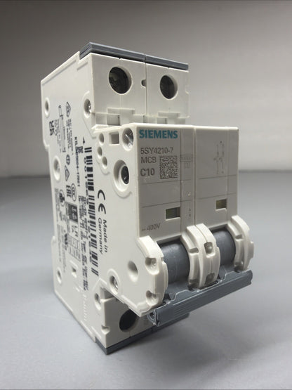 Siemens 5SY4210-7 SENTRON 2-Pole 10A Circuit Breaker Open Box (1.3.2)