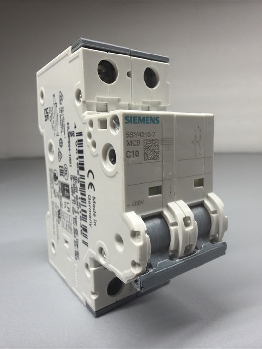Siemens 5SY4210-7 SENTRON 2-Pole 10A Circuit Breaker Open Box (1.3.2)