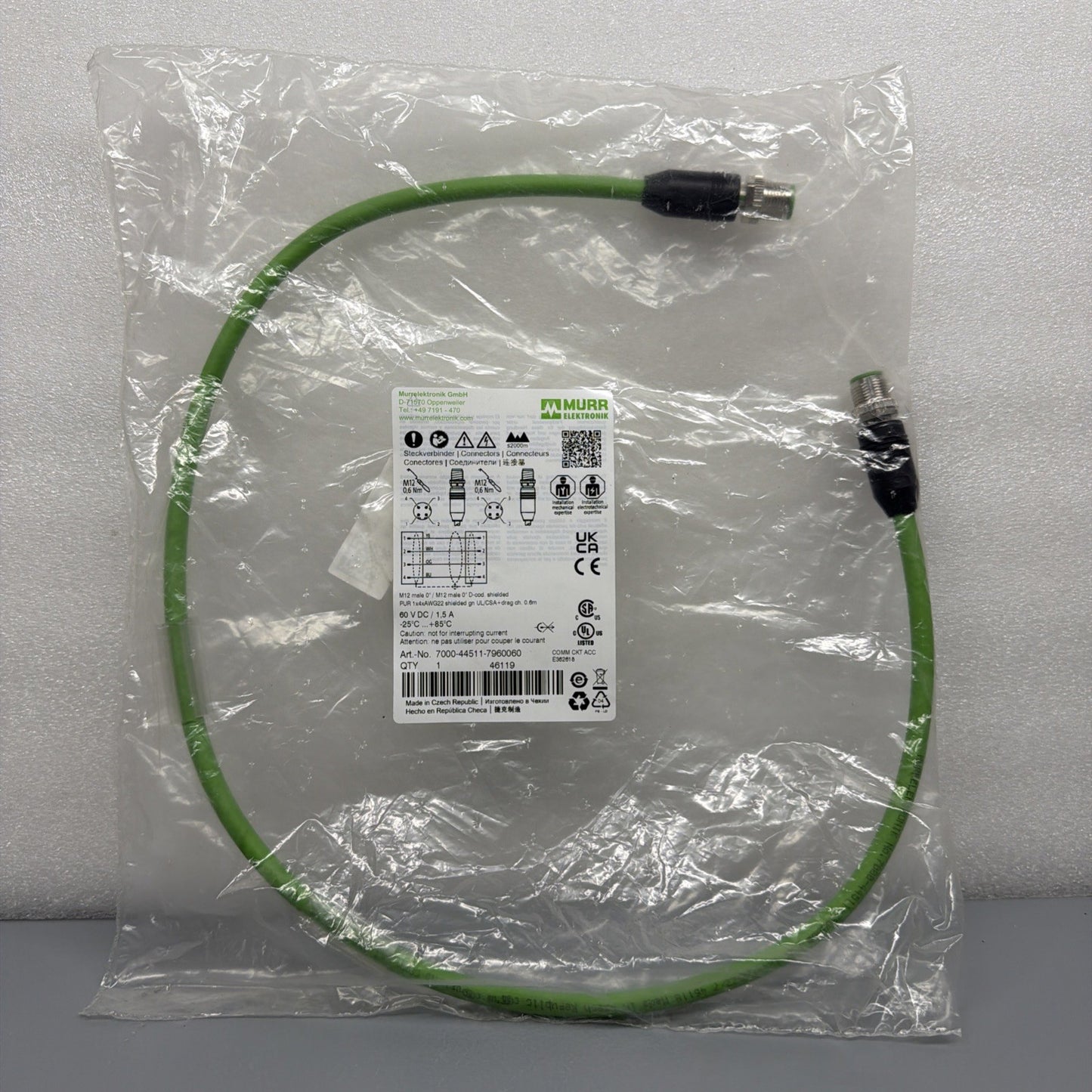 Murrelektronik 7000-44511-7960060 PROFINET M12 D-Code Cable 0.6m New Sealed 143