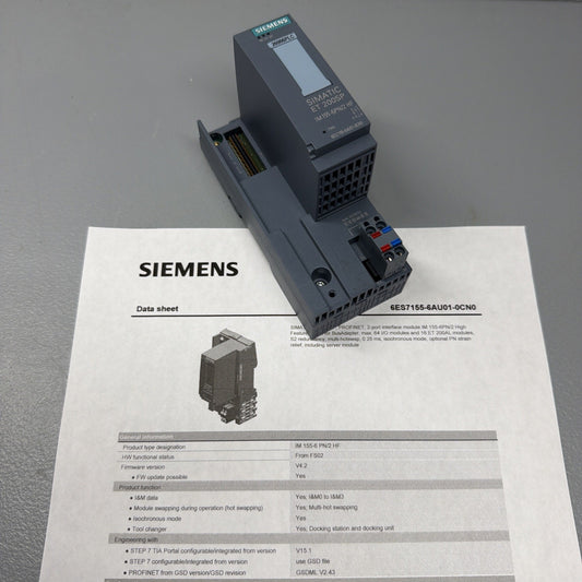 Siemens 6ES7155-6AU01-0CN0 Simatic ET 200SP -  New Unused Surplus (1.2.2b)