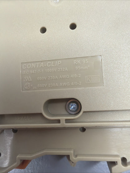 Conta-Clip RK 95 Terminal Block DIN Rail Feed Through New Open Box (1.3.2)