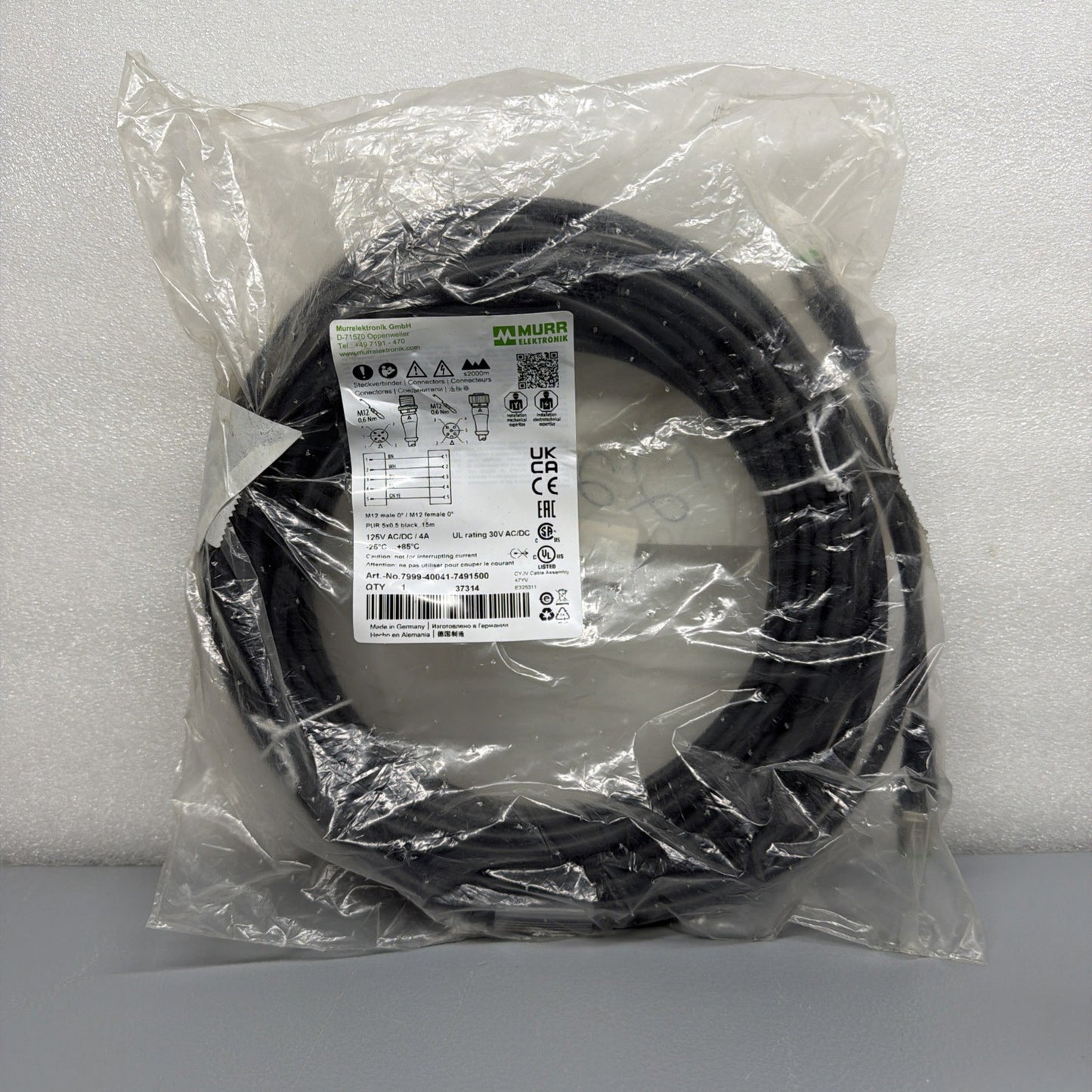 Murr Elektronik 7999-40041-7491500 M12 Male Female Cable 15m New Sealed (1.4.3)