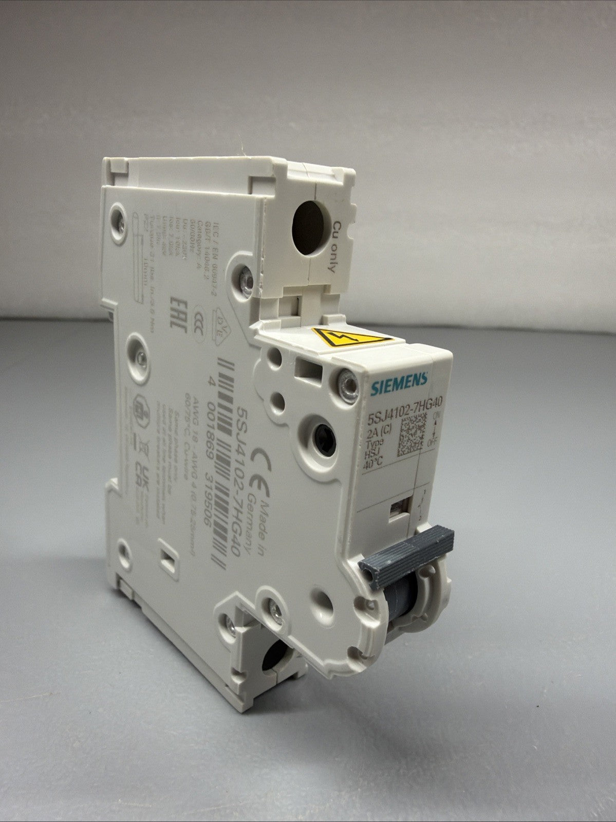 Siemens 5SJ4102-7HG40 SENTRON 1-Pole 2A Circuit Breaker Open Box (1.3.4)
