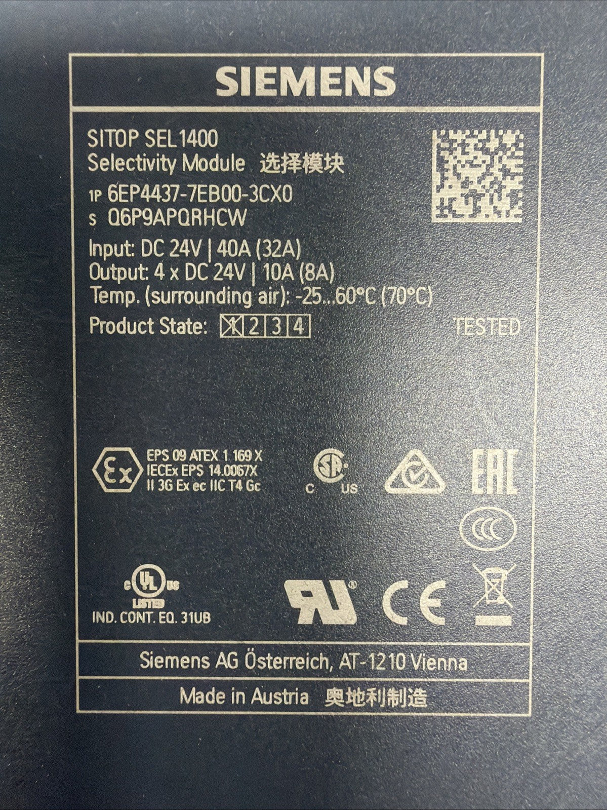 Siemens 6EP4437-7EB00-3CX0 SITOP SEL1400 Selectivity Module New Open Box (1.2.1)