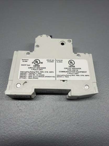 Siemens 5SJ4102-7HG40 SENTRON 1-Pole 2A Circuit Breaker Open Box (1.3.4)