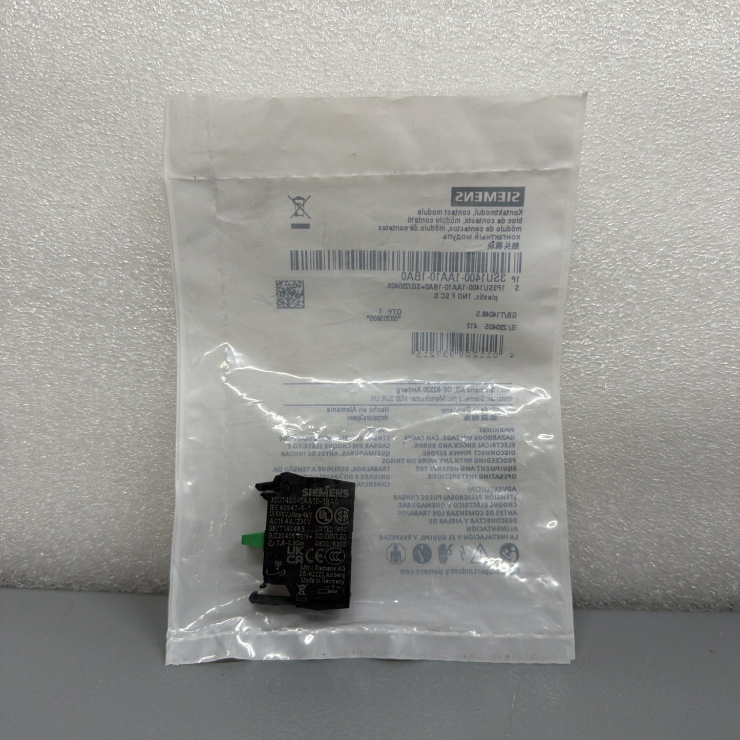 Siemens 3SU1400-1AA10-1BA0 SIRIUS ACT Contact Module 1NO New Factory Sealed 142B