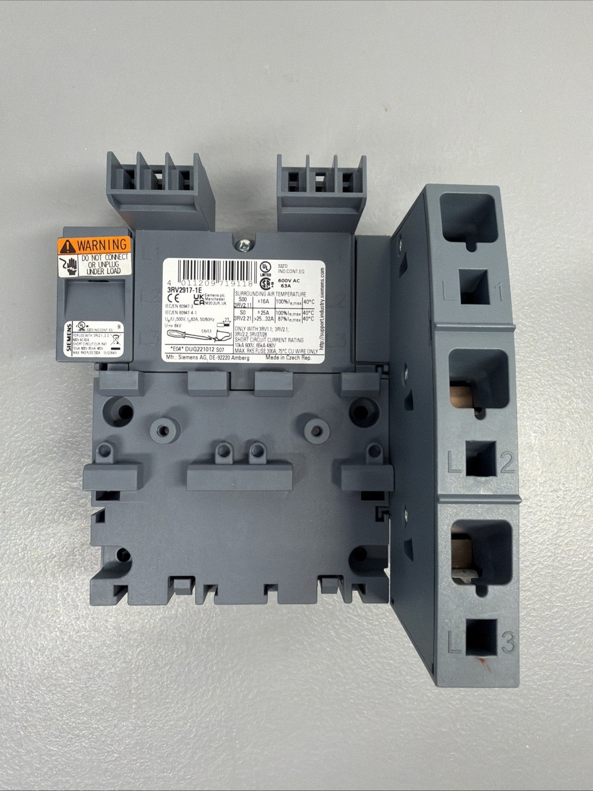 Siemens 3RV2917-1E SIRIUS 3-Phase Busbar Right Infeed New Open Box (1.2.2)