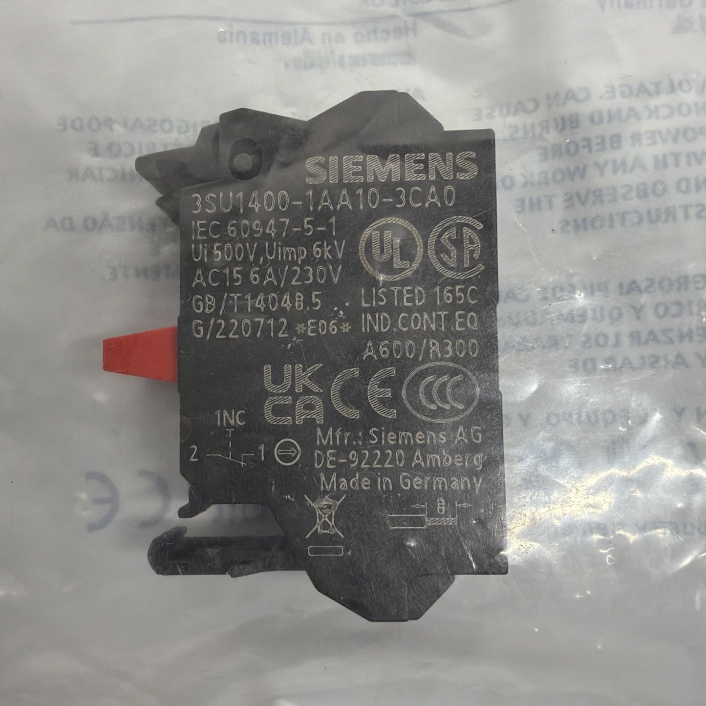 Siemens 3SU1400-1AA10-3CA0 SIRIUS ACT Contact Module 1NC New Factory Sealed 142